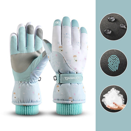 Snowflake Cartoon Print Hand Gloves