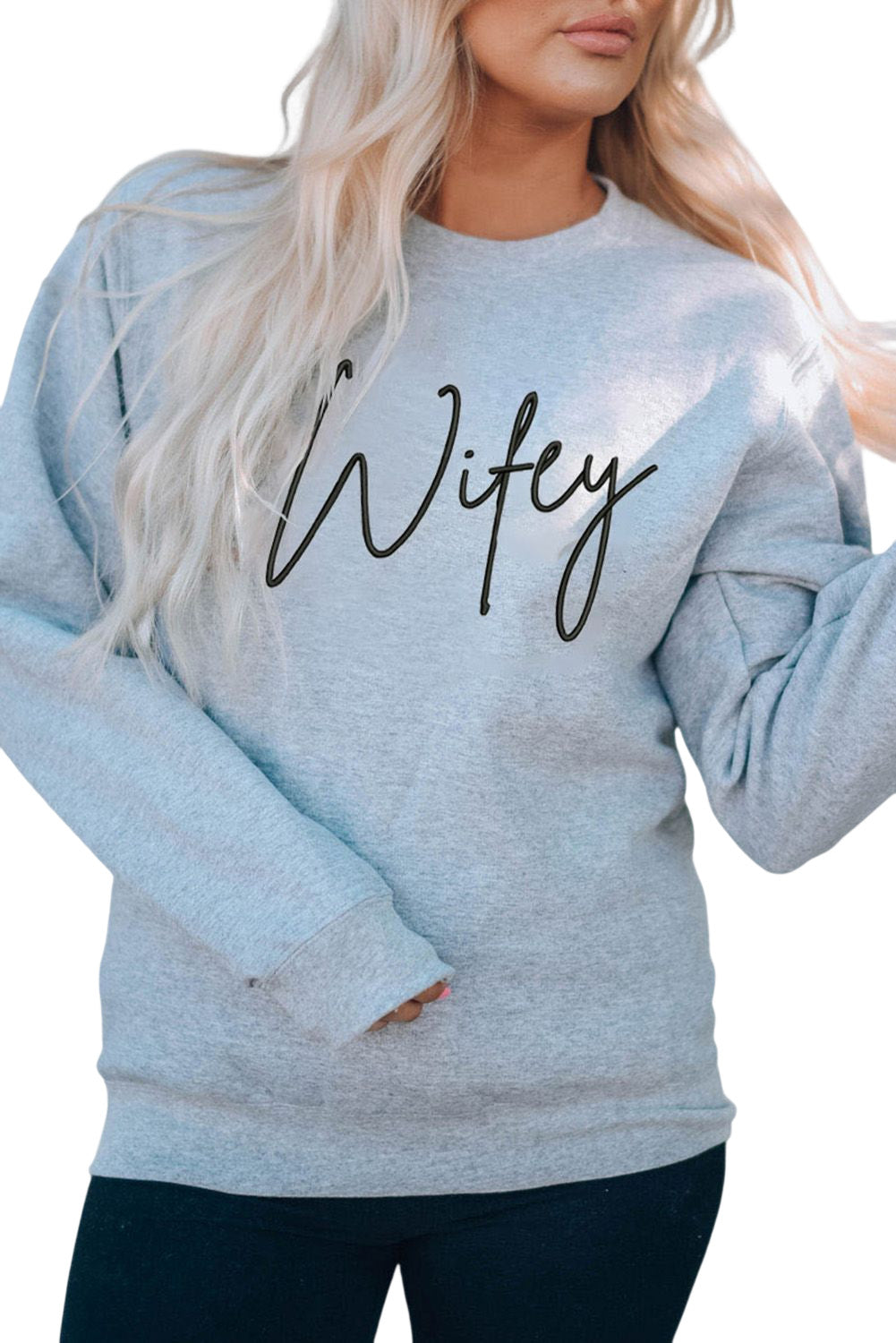 Funny Saying Letters Print Long Sleeve Sweatshirt