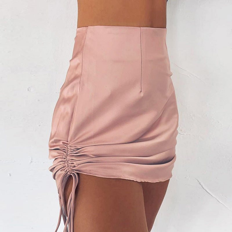 Drawstring high waist hip slim skirt