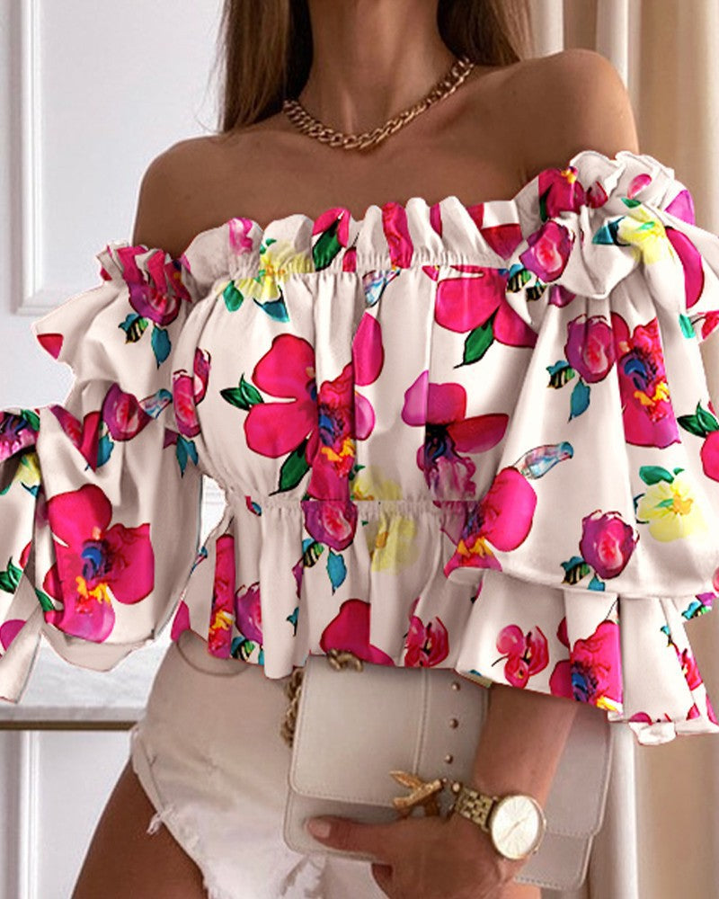 Sexy Long-sleeved Waist Short Blouse