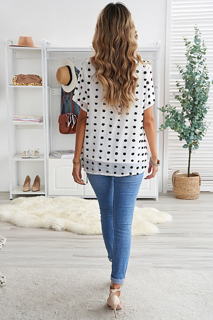 Swiss Dot Texture Short Sleeve Top