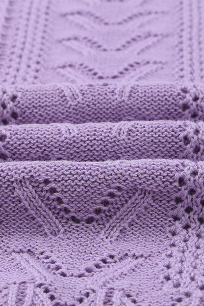 Crochet Lace Pointelle Knit Sweater