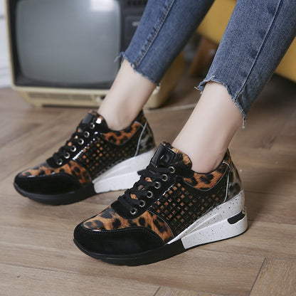 Height Increasing Hollow Out Lace-up Sneakers