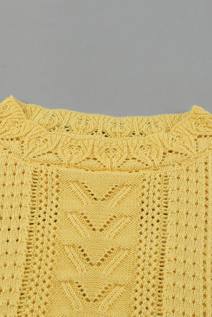 Crochet Lace Pointelle Knit Sweater