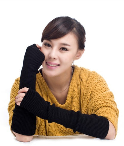 Autumn And Winter Long Thick Cashmere Arm Sleeves