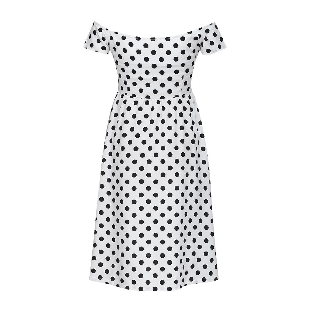 Polka dot print neckline dress