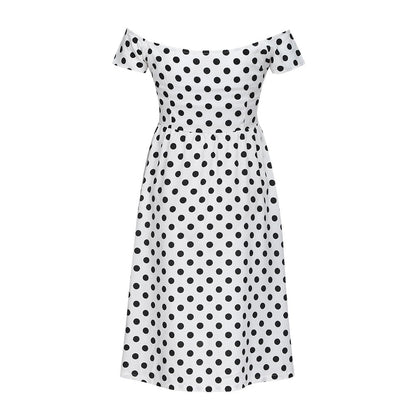 Polka dot print neckline dress