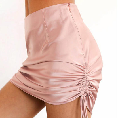 Drawstring high waist hip slim skirt