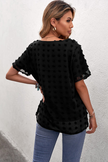 Swiss Dot Texture Short Sleeve Top