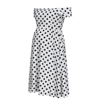 Polka dot print neckline dress