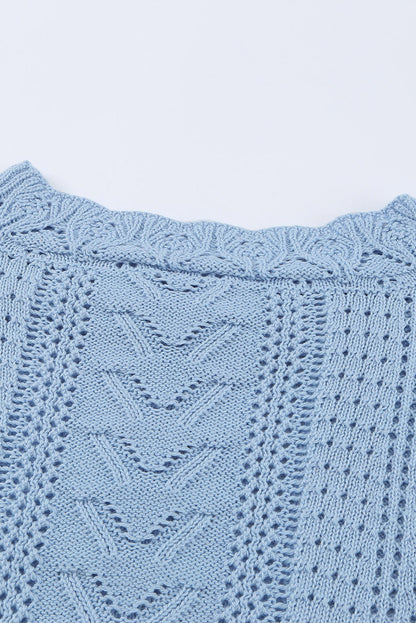 Crochet Lace Pointelle Knit Sweater