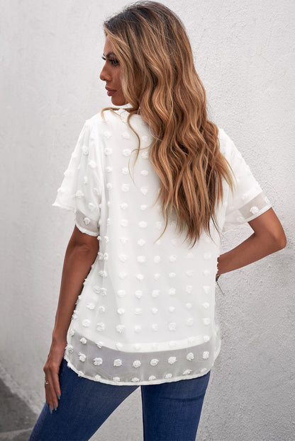 Swiss Dot Texture Short Sleeve Top