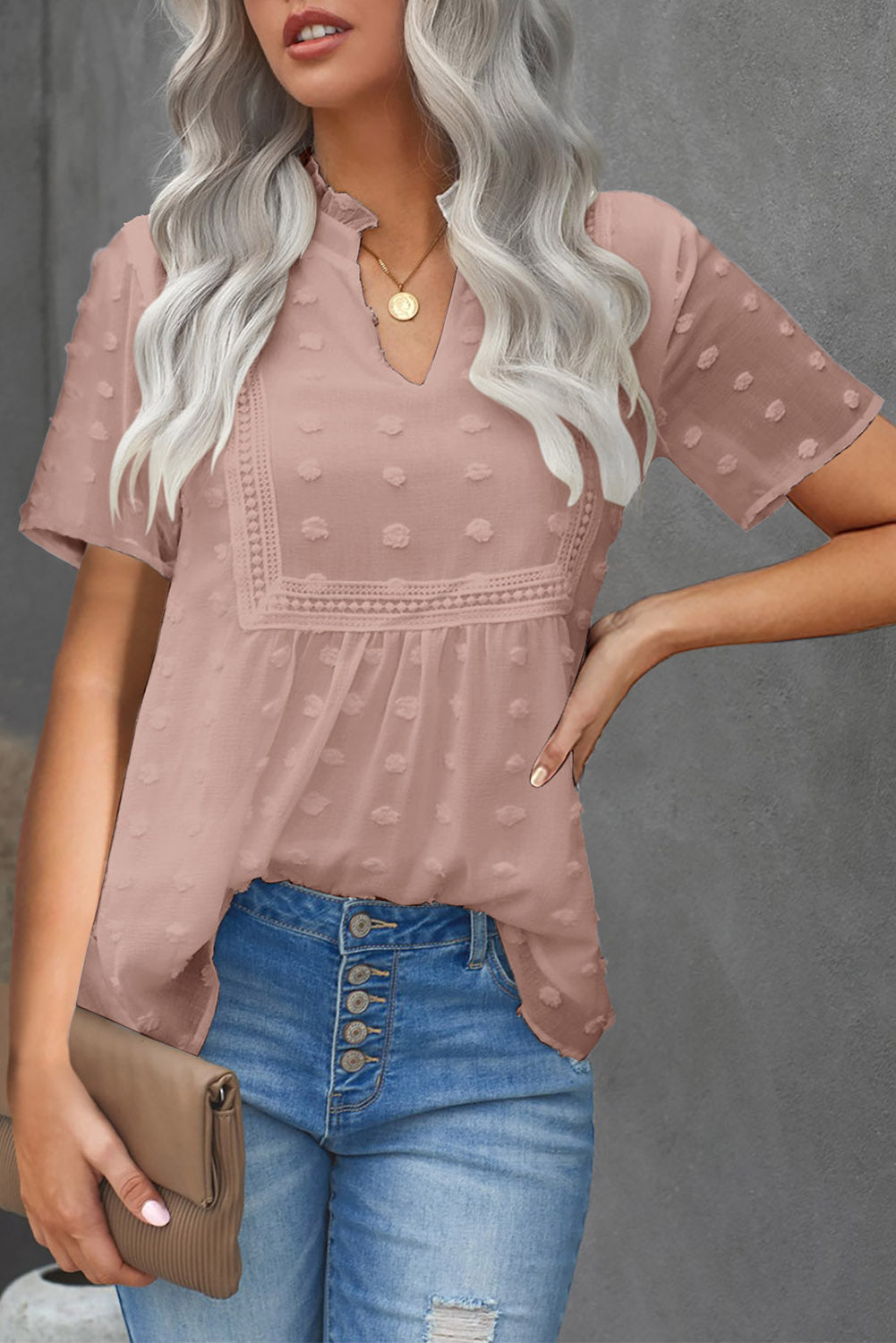 Swiss Dot Short Sleeve Flowy Top