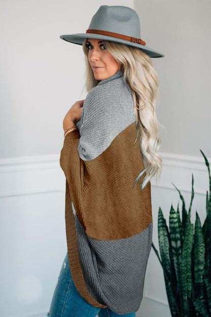 Neutral Colorblock Drapey Cardigan