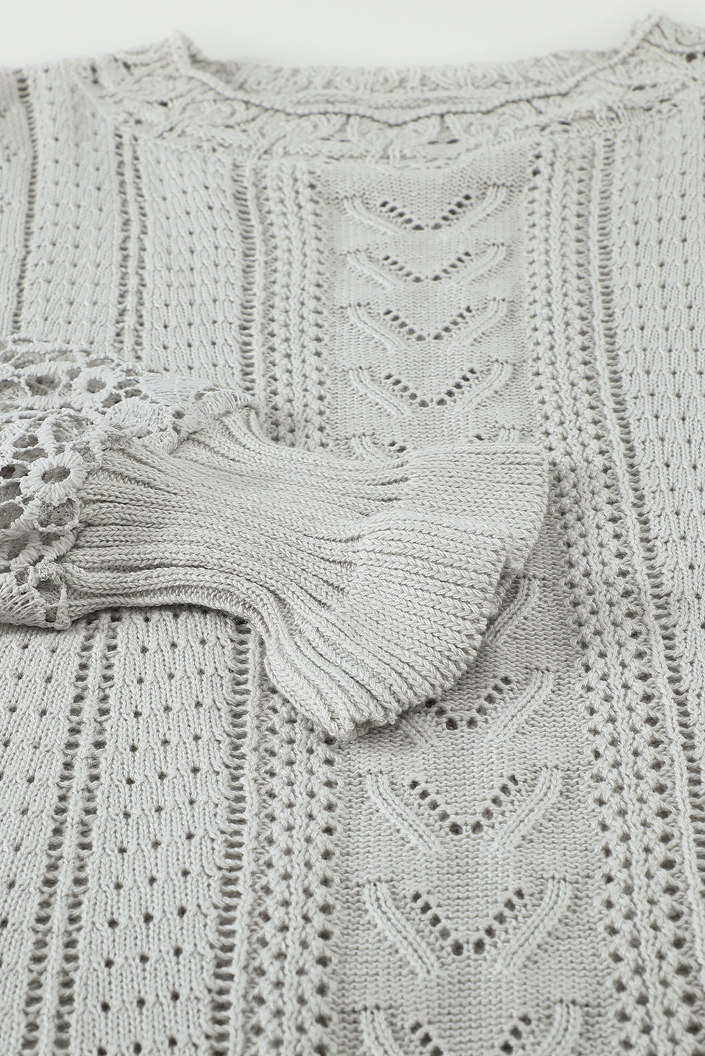 Crochet Lace Pointelle Knit Sweater