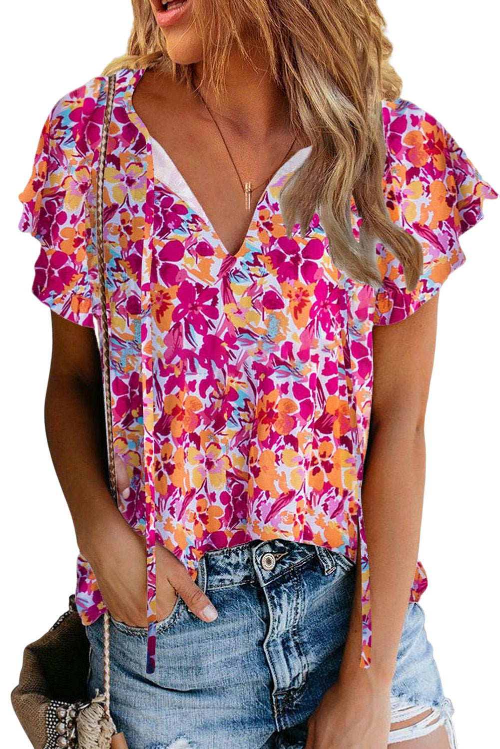 Floral Print Loose Fit Spaghetti Strap Tank Top