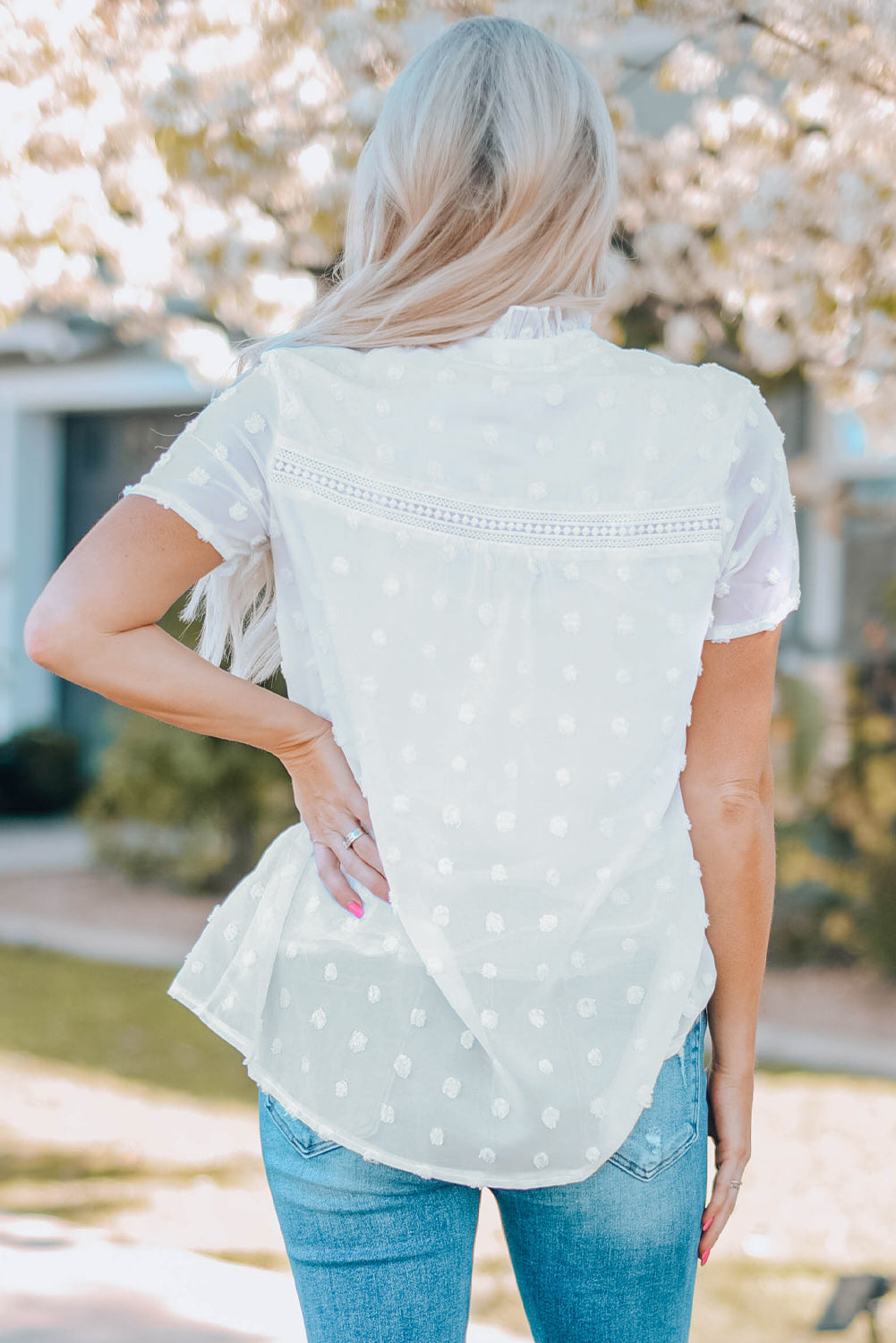 Swiss Dot Short Sleeve Flowy Top