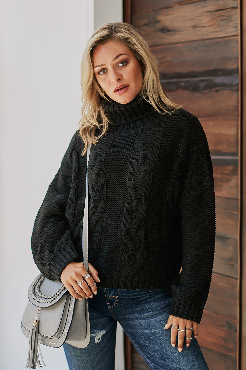 Cuddle Weather Cable Knit Handmade Turtleneck Sweater