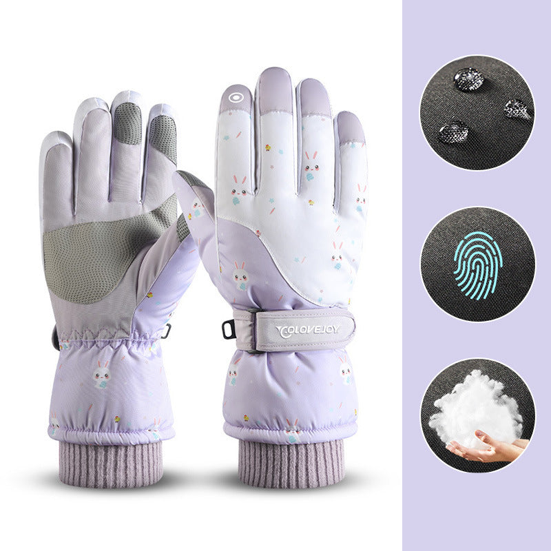 Snowflake Cartoon Print Hand Gloves