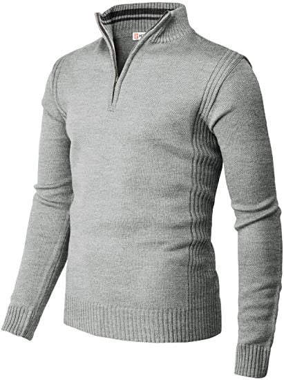 Casual Slim Pullover Knit Zipper Stand Collar Polo Shirt