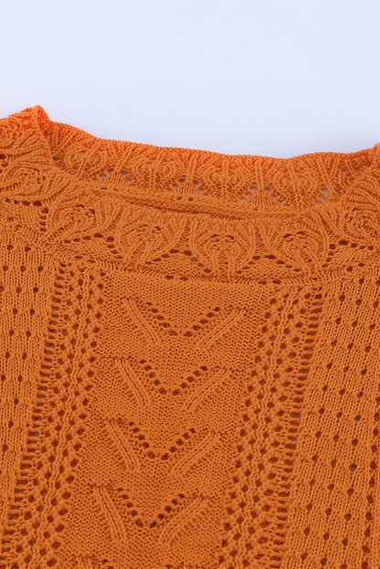 Crochet Lace Pointelle Knit Sweater