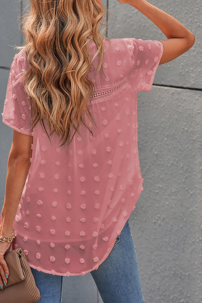 Swiss Dot Short Sleeve Flowy Top