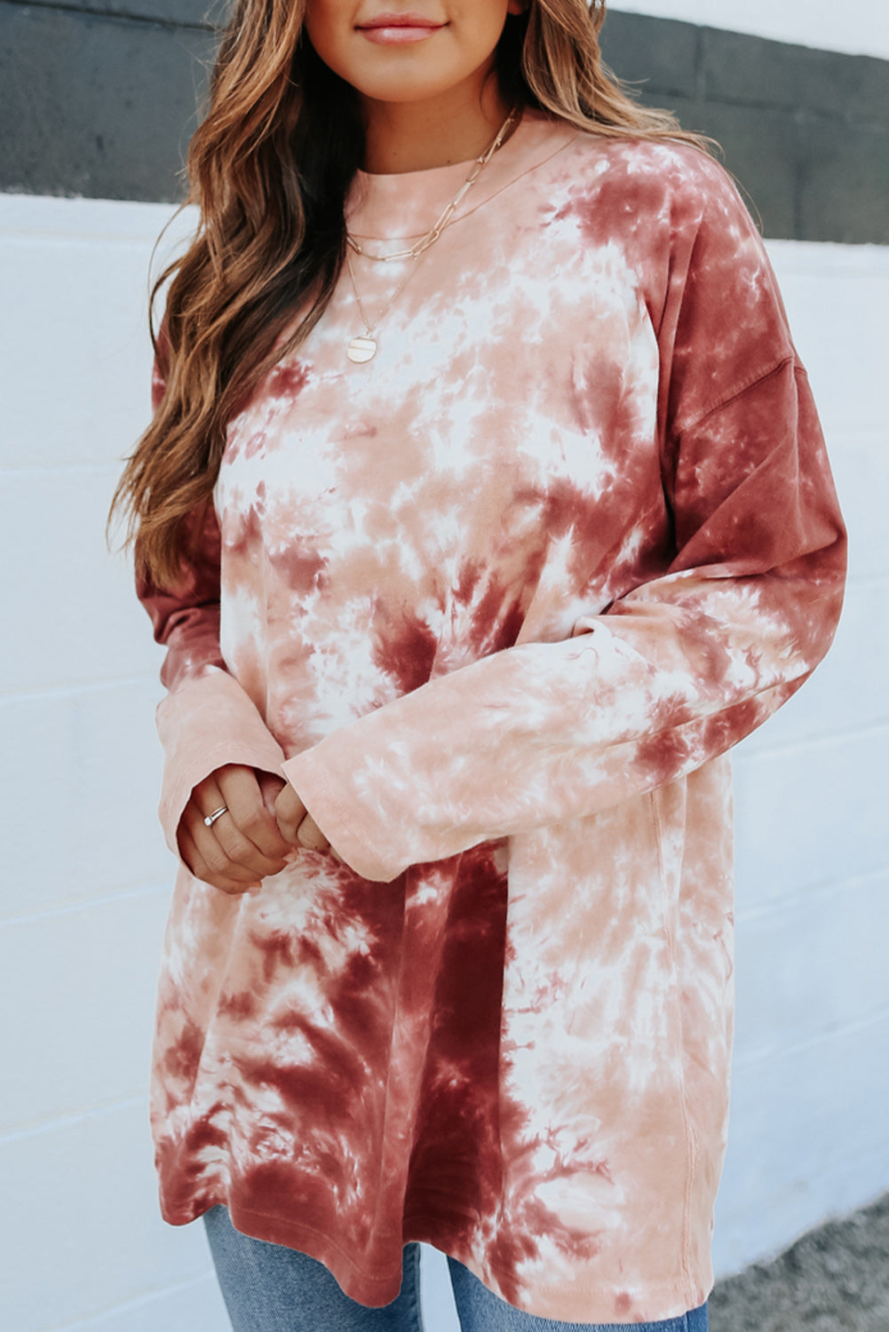 Tie Dye Crew Neck Long Sleeve Top