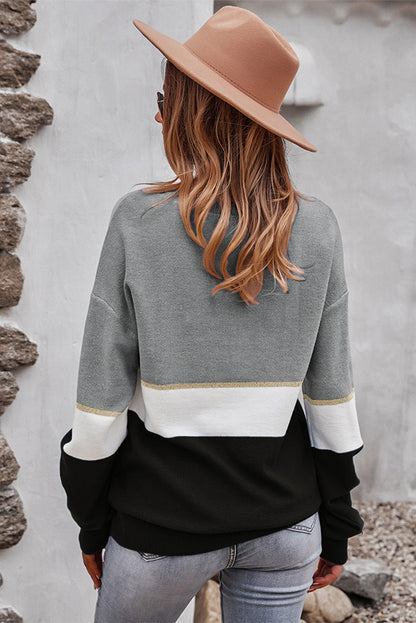 Colorblock V Neck Sweater