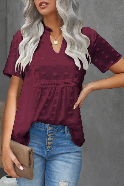 Swiss Dot Short Sleeve Flowy Top