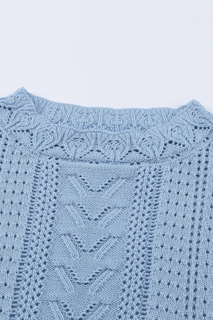 Crochet Lace Pointelle Knit Sweater