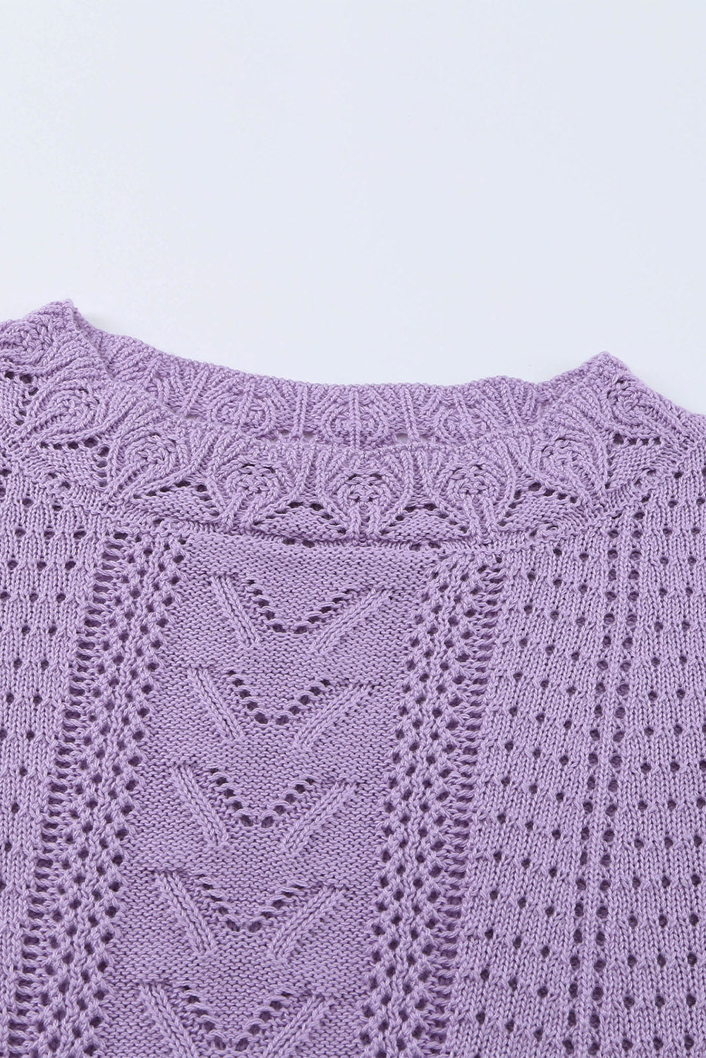 Crochet Lace Pointelle Knit Sweater