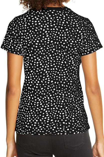 Cheetah Print O-neck Short Sleeve T Shirt