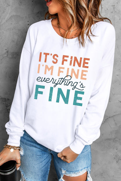 Funny Saying Letters Print Long Sleeve Sweatshirt