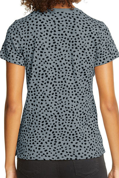 Cheetah Print O-neck Short Sleeve T Shirt