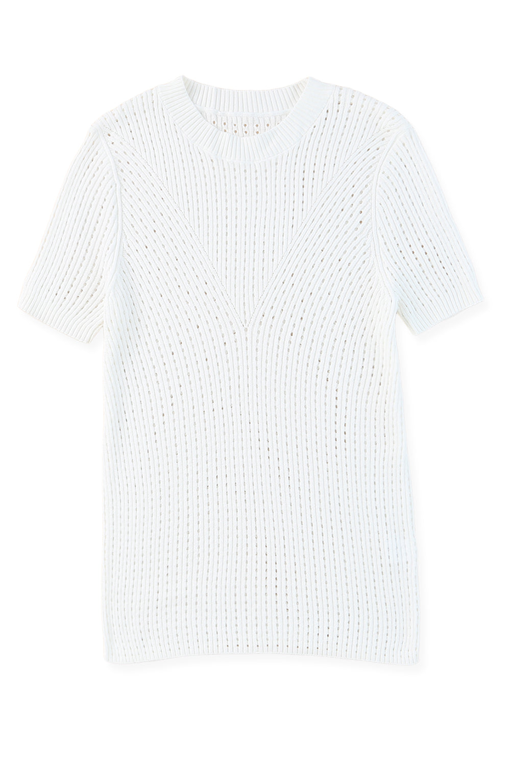 Hollow-out Knitted Short Sleeve T Shirt