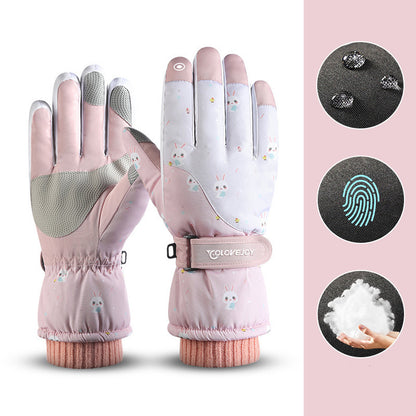 Snowflake Cartoon Print Hand Gloves