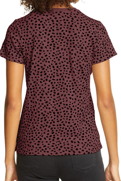 Cheetah Print O-neck Short Sleeve T Shirt