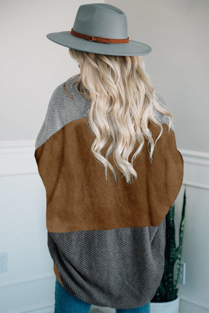 Neutral Colorblock Drapey Cardigan