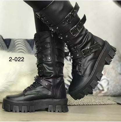 Martin Combat Boot Mid Calf Platform Shoes Western Boots