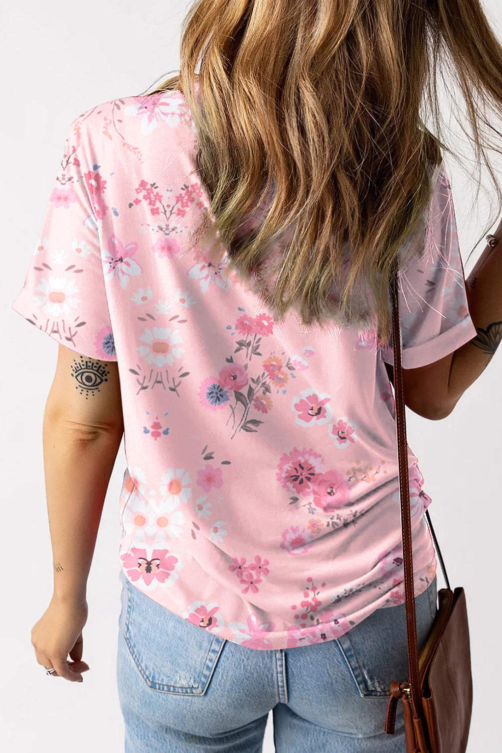 V Neck Floral Print T-shirt