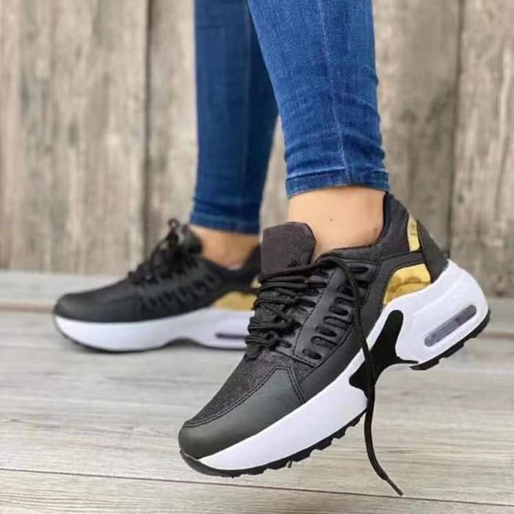 Wedge Round Toe Lace Up Mesh Casual Sneakers