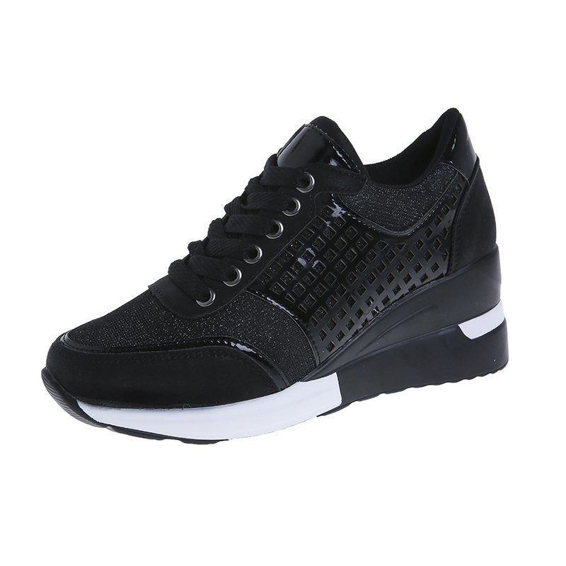 Height Increasing Hollow Out Lace-up Sneakers