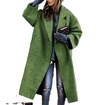 Loose Long Sleeved Woollen Overcoat