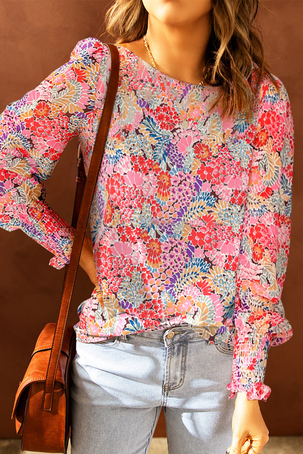 Multicolor Puff Sleeve Floral Blouse