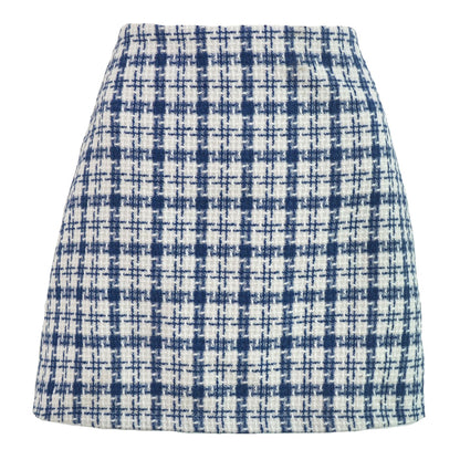 High-waisted Retro Well Grid A-line Skirt