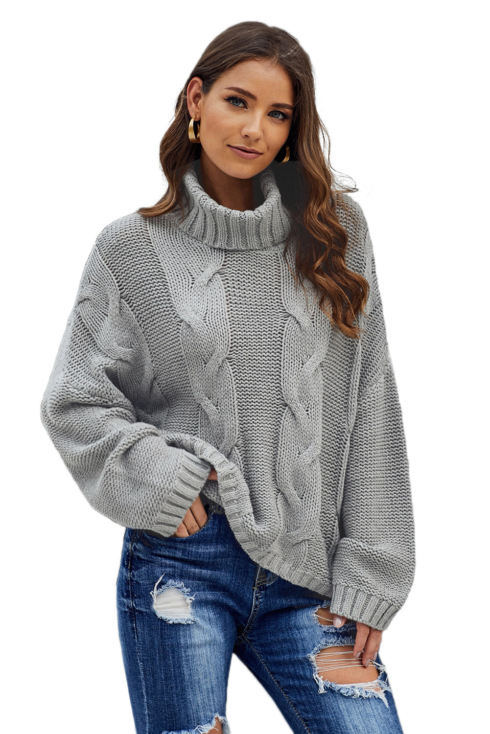 Cuddle Weather Cable Knit Handmade Turtleneck Sweater