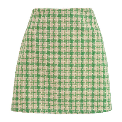 High-waisted Retro Well Grid A-line Skirt