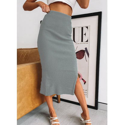 Temperament High Waist Irregular Slit Skirt