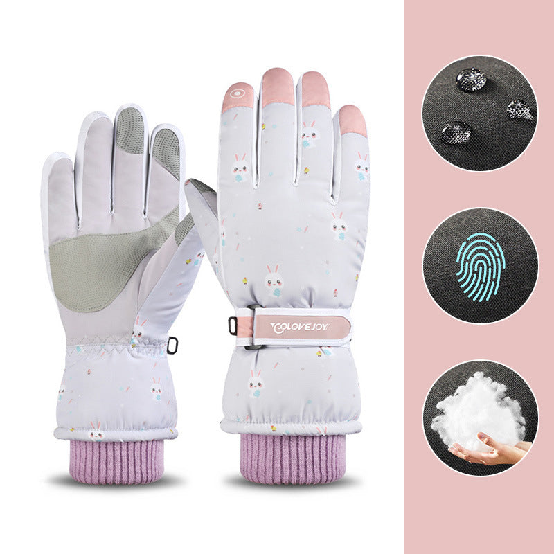 Snowflake Cartoon Print Hand Gloves