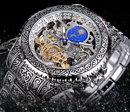 European And American Style Men's Fashion Hollow Retro Carved Automatic Mechanical Watch